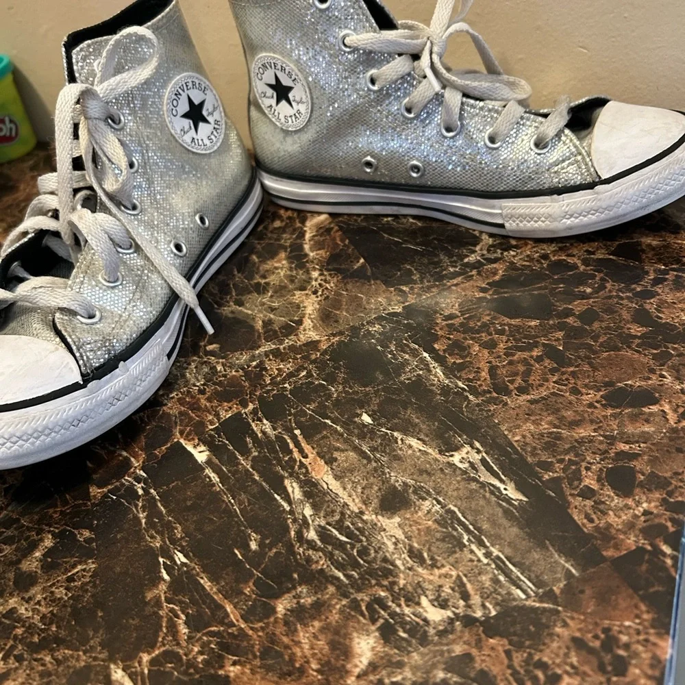 Converse Silver High-Top Sneakers - size 3